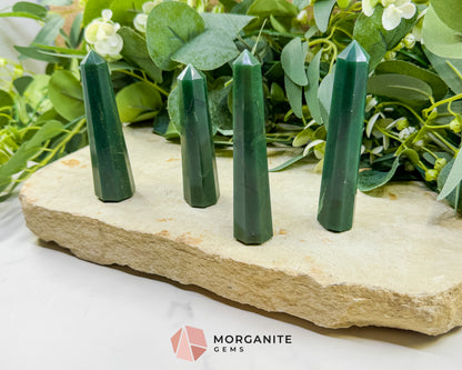 Green Jade Tower 3.5-4 Inch Crystal Point for Prosperity Luck Heart Chakra Healing Altar