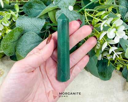Green Jade Tower 3.5-4 Inch Crystal Point for Prosperity Luck Heart Chakra Healing Altar