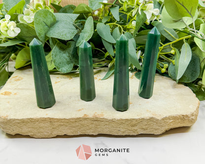 Green Jade Tower 3.5-4 Inch Crystal Point for Prosperity Luck Heart Chakra Healing Altar
