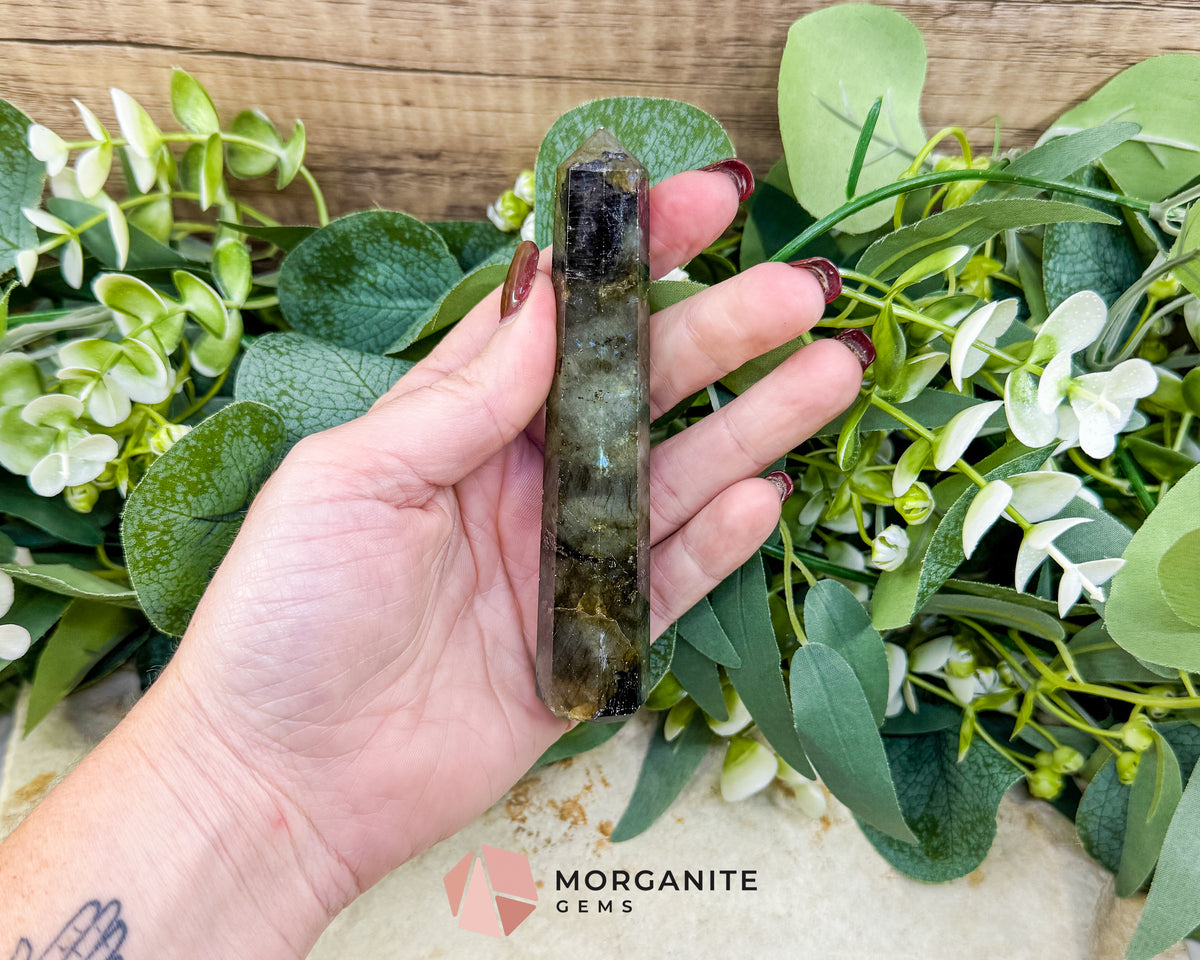 Labradorite Tower Crystal Point | Flashy Labradorite Obelisk for Intuition Protection & Transformation | Healing Stone