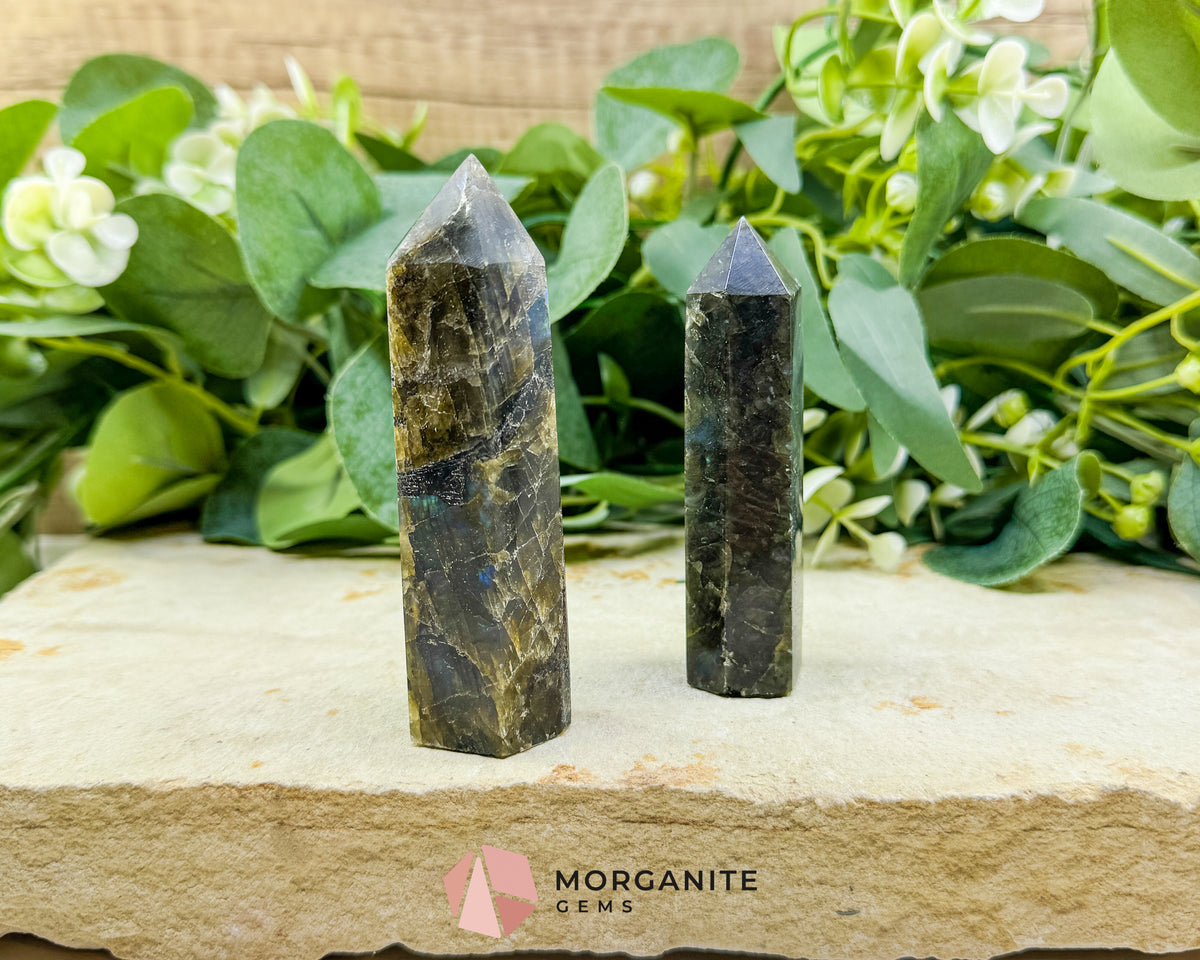Labradorite Tower Crystal Point | Flashy Labradorite Obelisk for Intuition Protection & Transformation | Healing Stone