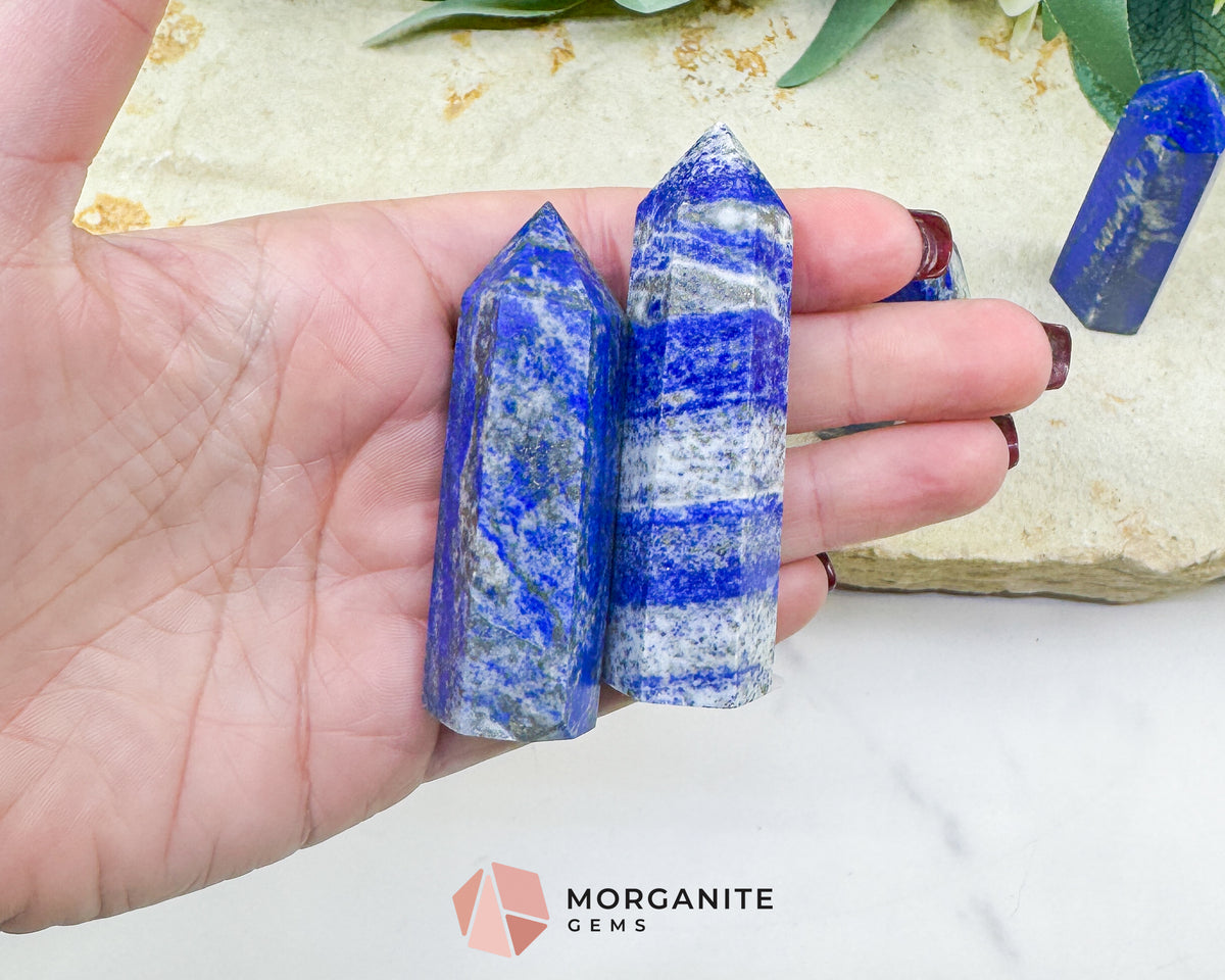 Lapis Lazuli Crystal Tower Obelisk | Third Eye Throat Chakra Wisdom Truth | 2 Size Options