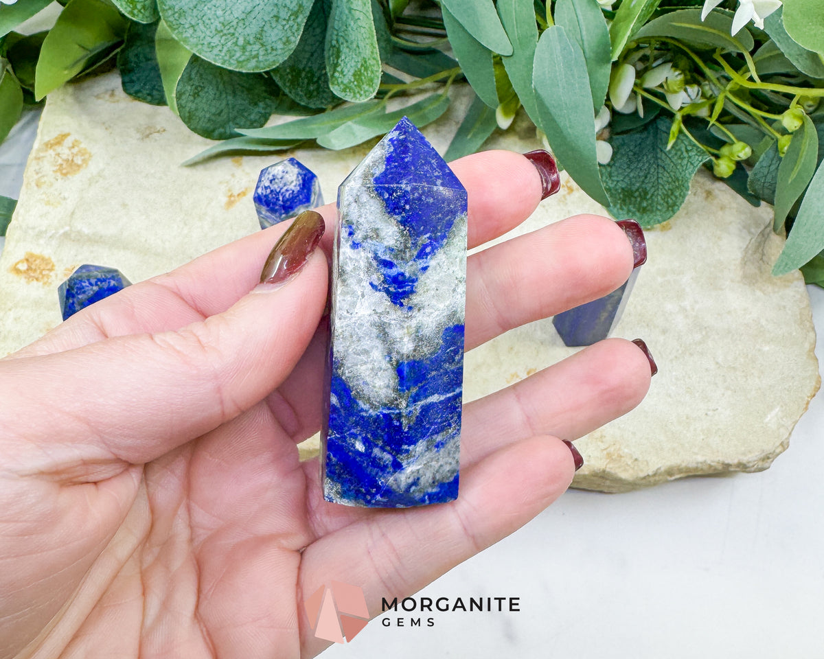 Lapis Lazuli Crystal Tower Obelisk | Third Eye Throat Chakra Wisdom Truth | 2 Size Options