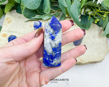 Lapis Lazuli Crystal Tower Obelisk | Third Eye Throat Chakra Wisdom Truth | 2 Size Options