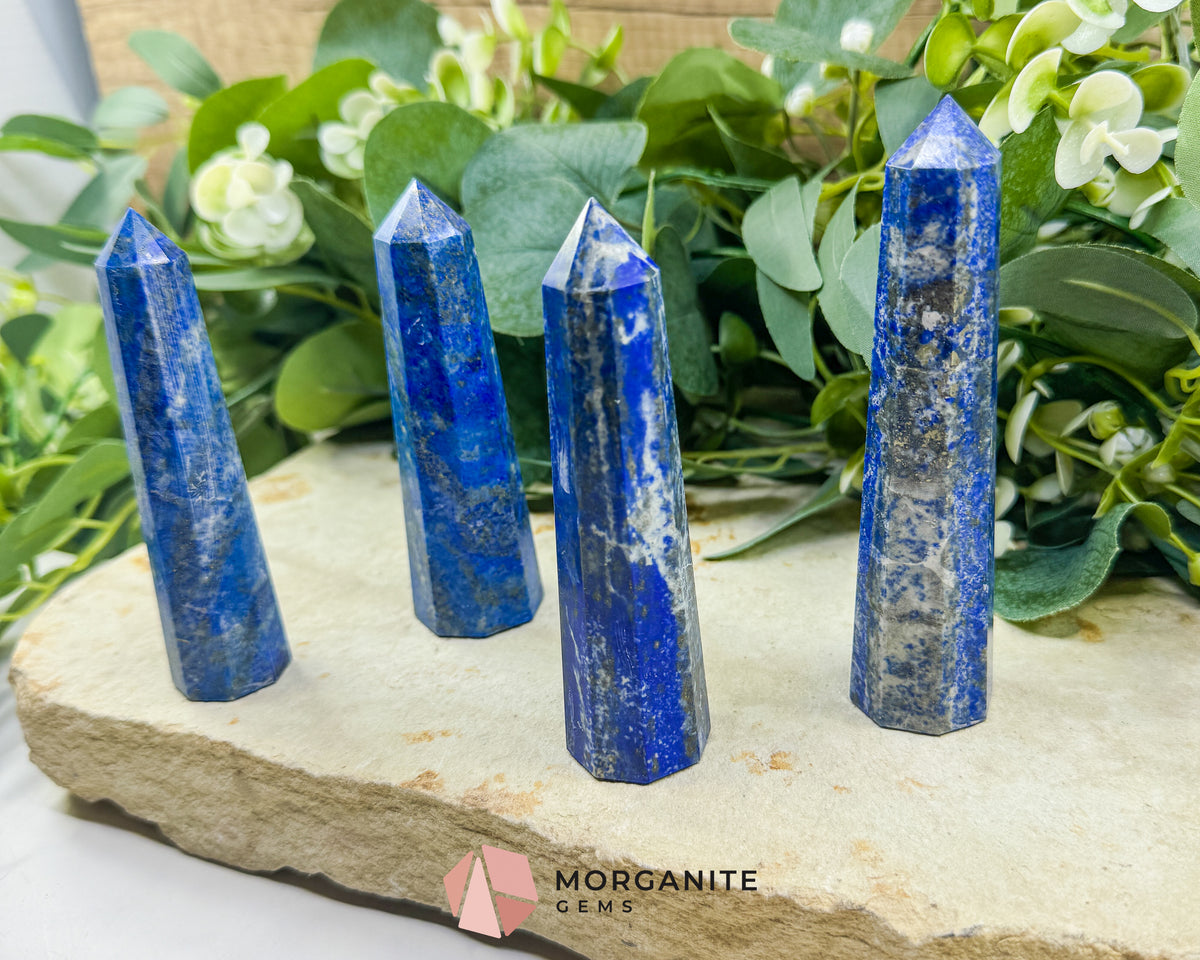 Lapis Lazuli Crystal Tower Obelisk | Third Eye Throat Chakra Wisdom Truth | 2 Size Options