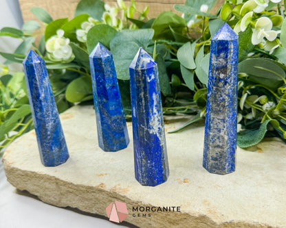 Lapis Lazuli Crystal Tower Obelisk | Third Eye Throat Chakra Wisdom Truth | 2 Size Options