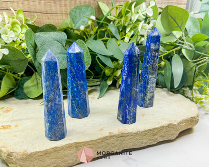 Lapis Lazuli Crystal Tower Obelisk | Third Eye Throat Chakra Wisdom Truth | 2 Size Options