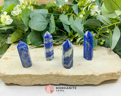 Lapis Lazuli Crystal Tower Obelisk | Third Eye Throat Chakra Wisdom Truth | 2 Size Options