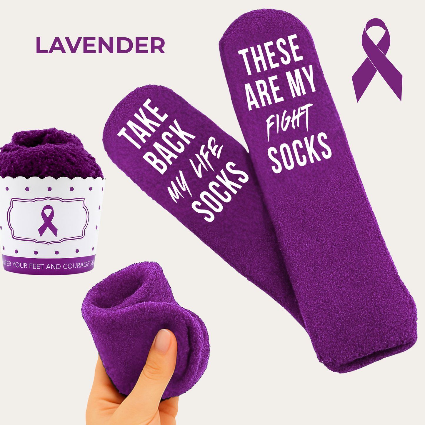 Cancer Support Sock Cupcakes – Awareness Socks in Gift-Ready Cupcake