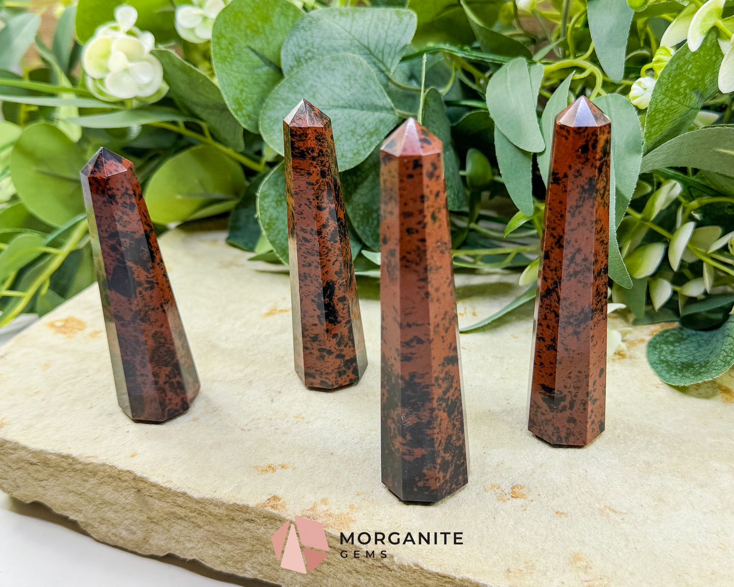 Mahogany Obsidian Tower 3.5-4" Crystal Point Grounding Protection Root Chakra Healing Stone