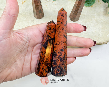 Mahogany Obsidian Tower 3.5-4" Crystal Point Grounding Protection Root Chakra Healing Stone