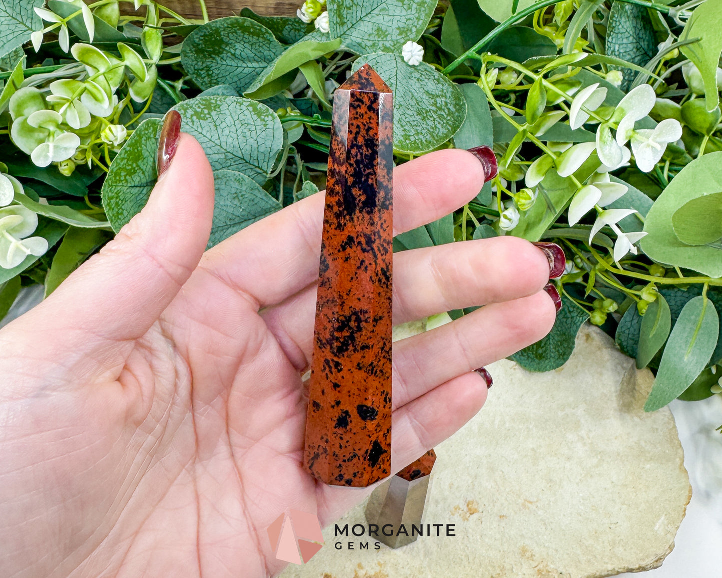 Mahogany Obsidian Tower 3.5-4" Crystal Point Grounding Protection Root Chakra Healing Stone