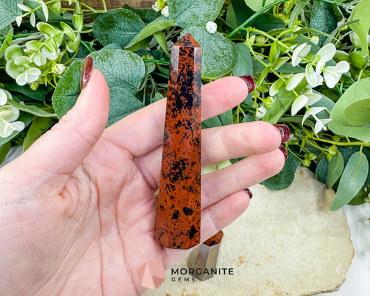 Mahogany Obsidian Tower 3.5-4" Crystal Point Grounding Protection Root Chakra Healing Stone