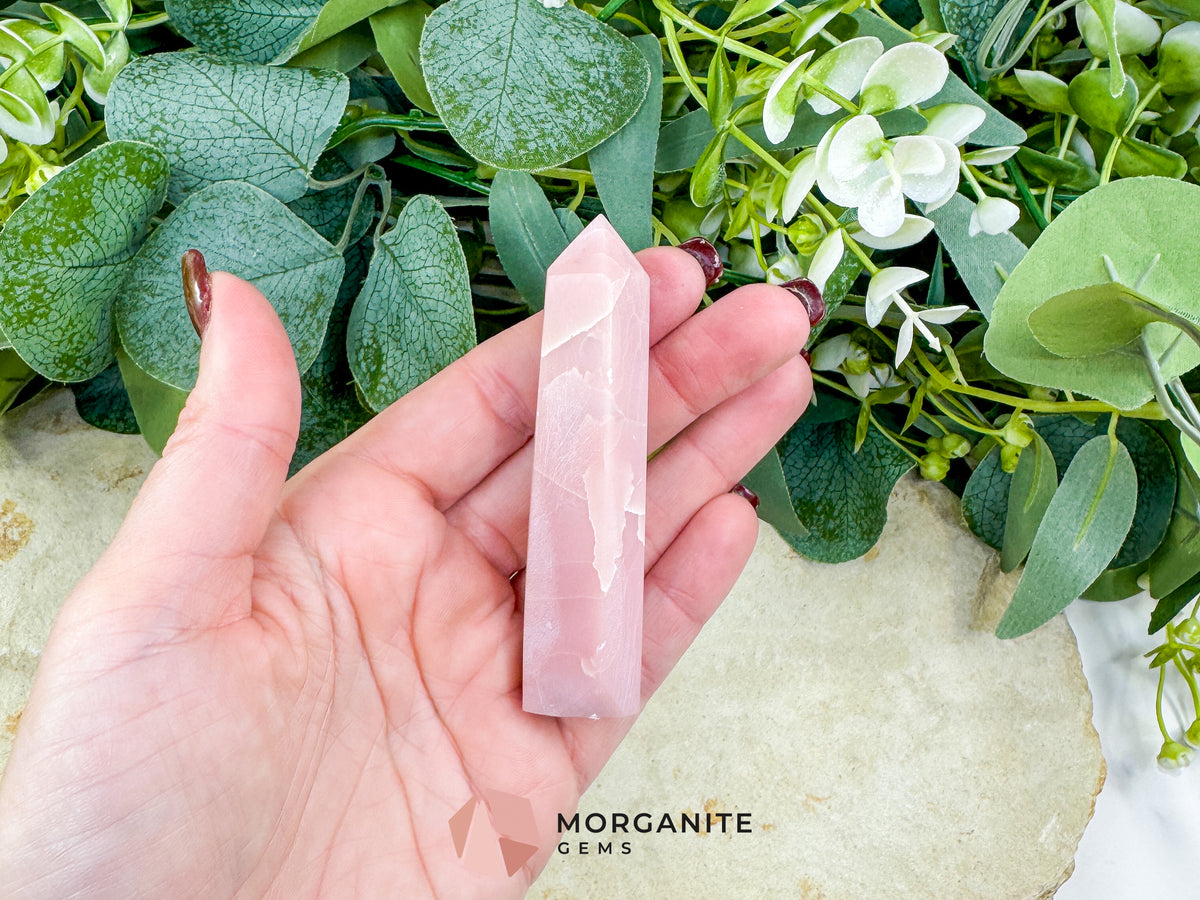 Pink Calcite Tower Point 3.4 Inch Crystal for Heart Chakra Healing Love Energy