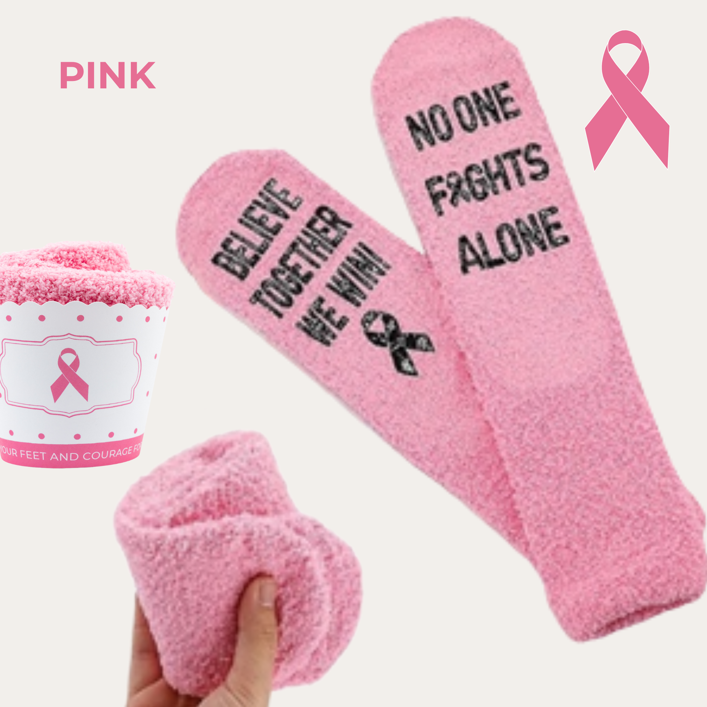 Cancer Support Sock Cupcakes – Awareness Socks in Gift-Ready Cupcake