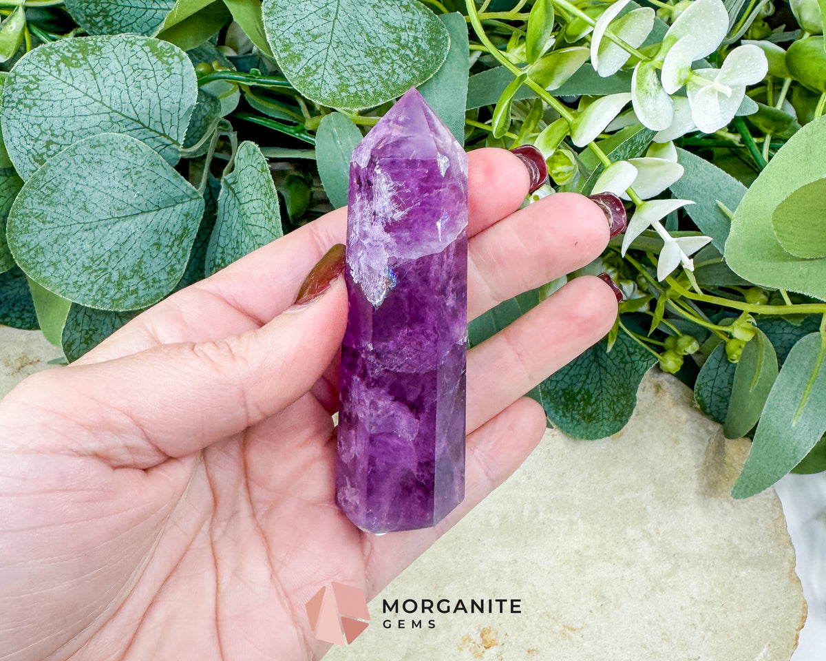 Purple Fluorite Tower Crystal Point for Intuition Clarity Third Eye Meditation Altar