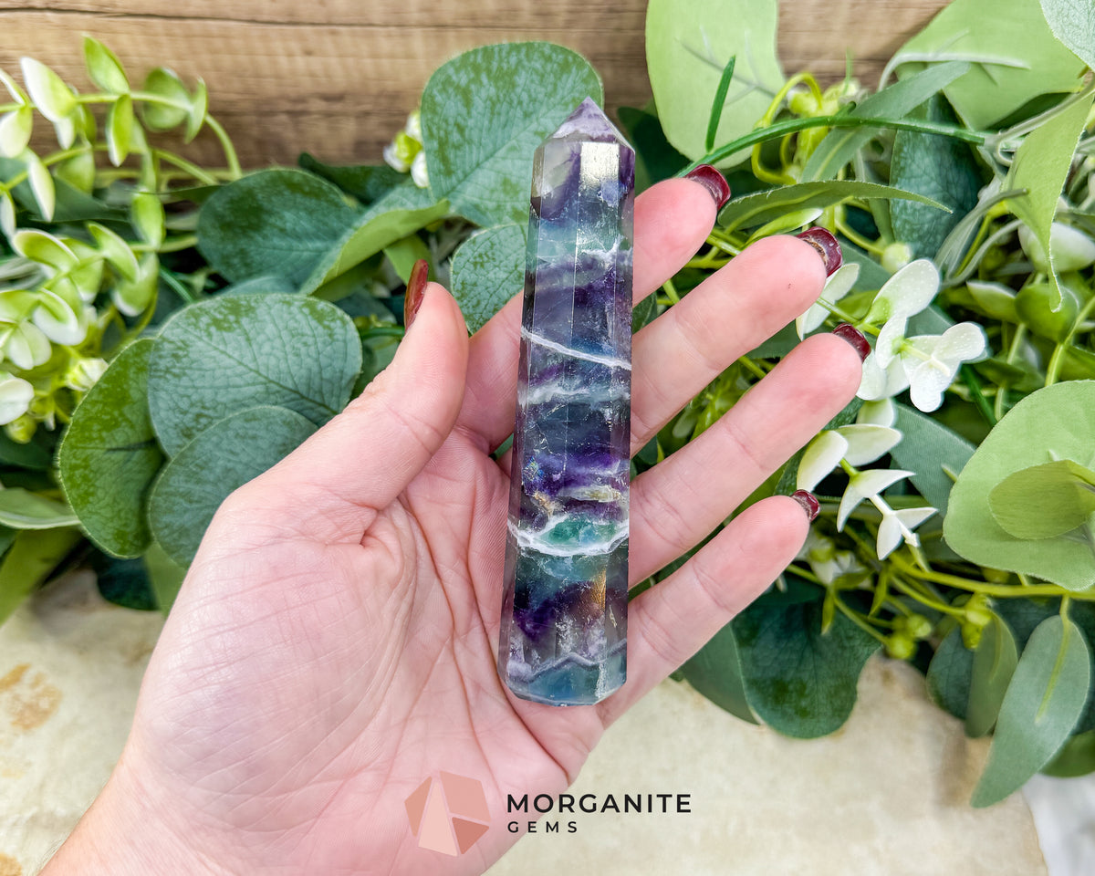 Rainbow Fluorite Tower Crystal Point for Clarity Focus & Chakra Healing