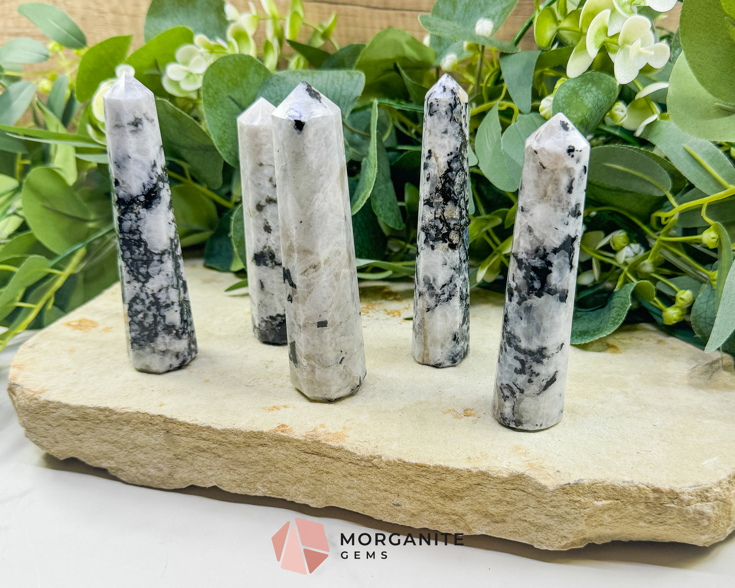 Rainbow Moonstone Tower 4-4.5 Inch Crystal Point for Intuition Goddess Energy & New Beginnings