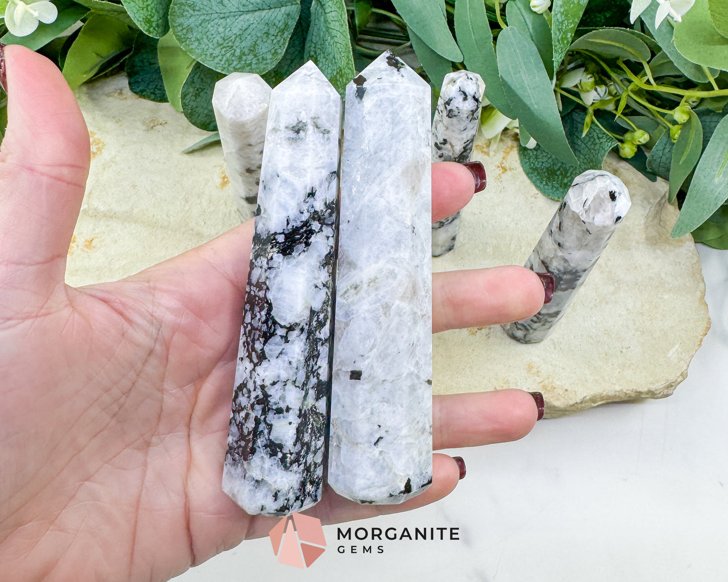 Rainbow Moonstone Tower 4-4.5 Inch Crystal Point for Intuition Goddess Energy & New Beginnings