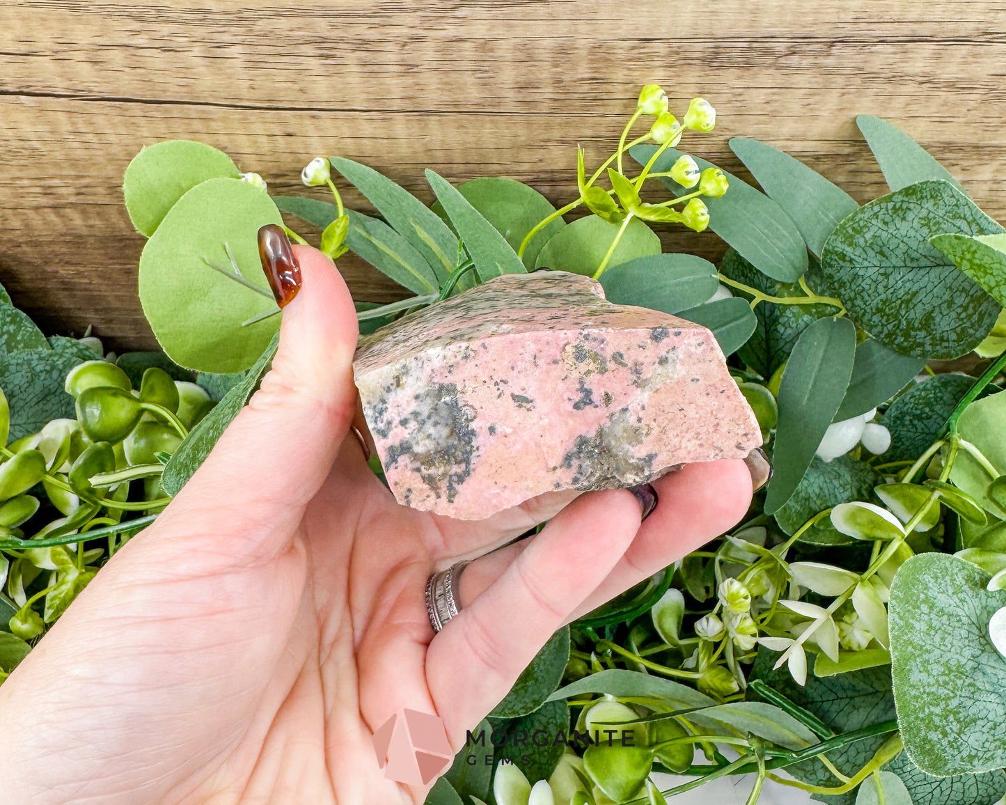 Large Raw Rhodonite Specimen – 3.2" Natural Pink & Black Healing Crystal – 10oz Earthy Stone for Heart Chakra & Emotional Balance