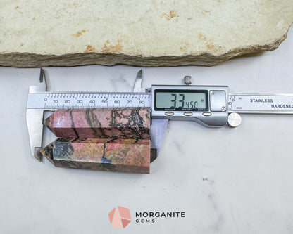 Rhodonite Tower Point Crystal | Emotional Healing Heart Chakra Stone | 3.4 Inch Pink Gemstone Obelisk