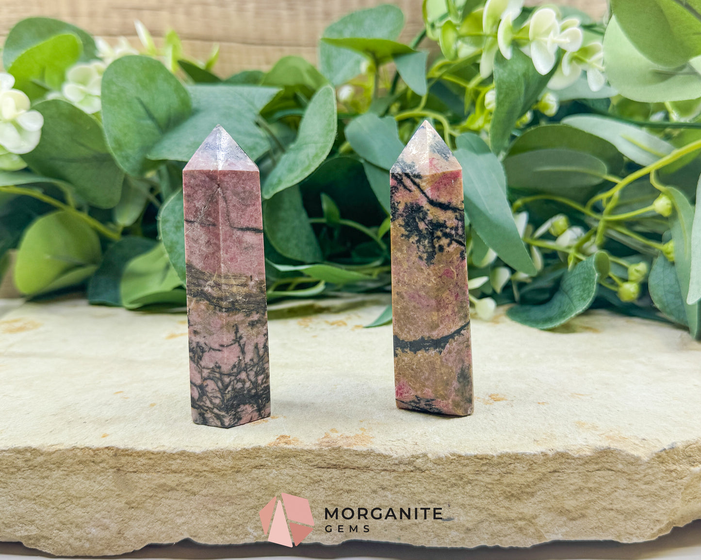 Rhodonite Tower Point Crystal | Emotional Healing Heart Chakra Stone | 3.4 Inch Pink Gemstone Obelisk