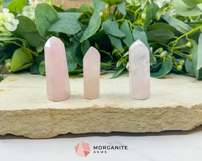 Rose Quartz Tower Crystal Point 1-4 Inch Unconditional Love Heart Chakra Healing Stone