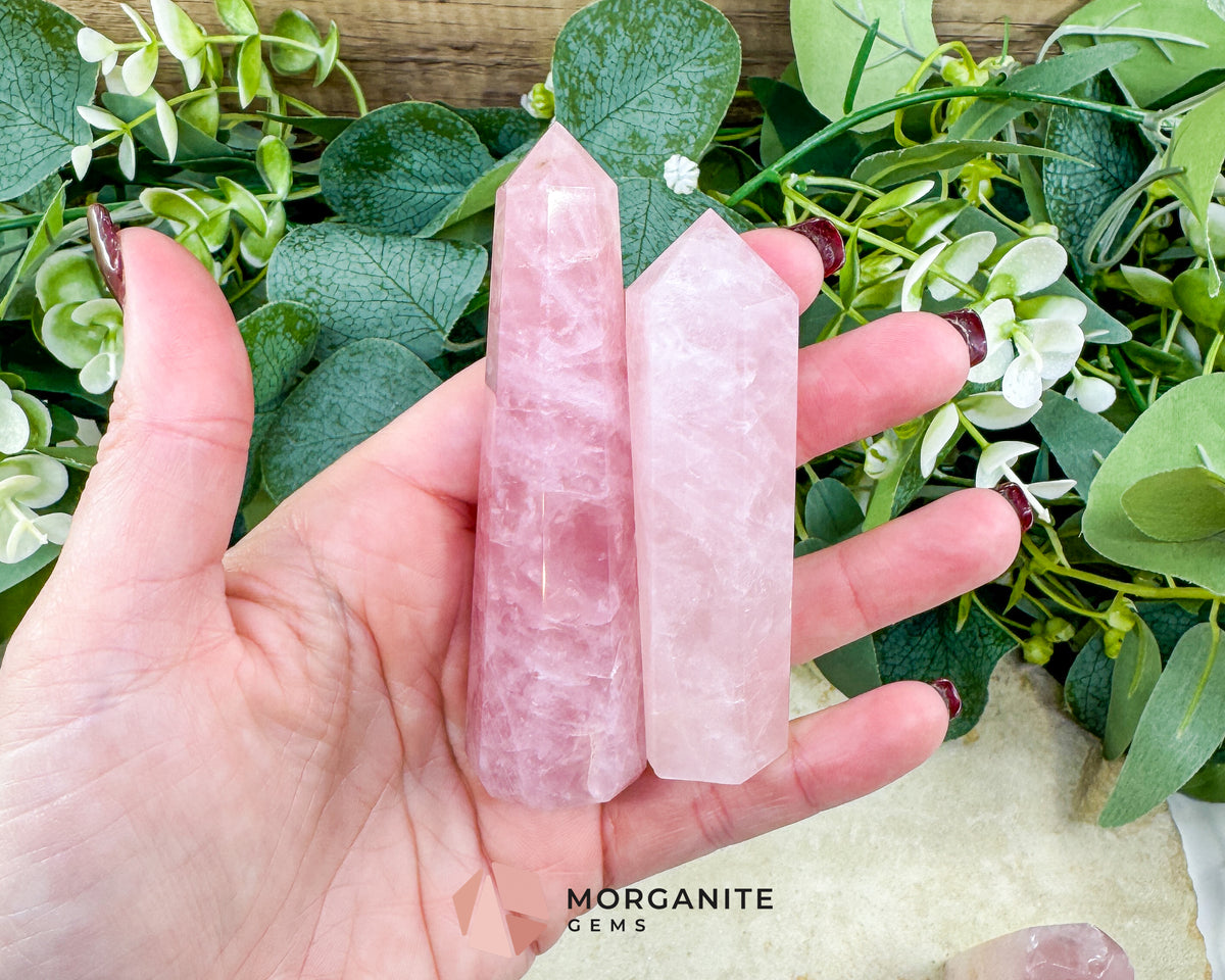 Rose Quartz Tower Crystal Point 1-4 Inch Unconditional Love Heart Chakra Healing Stone