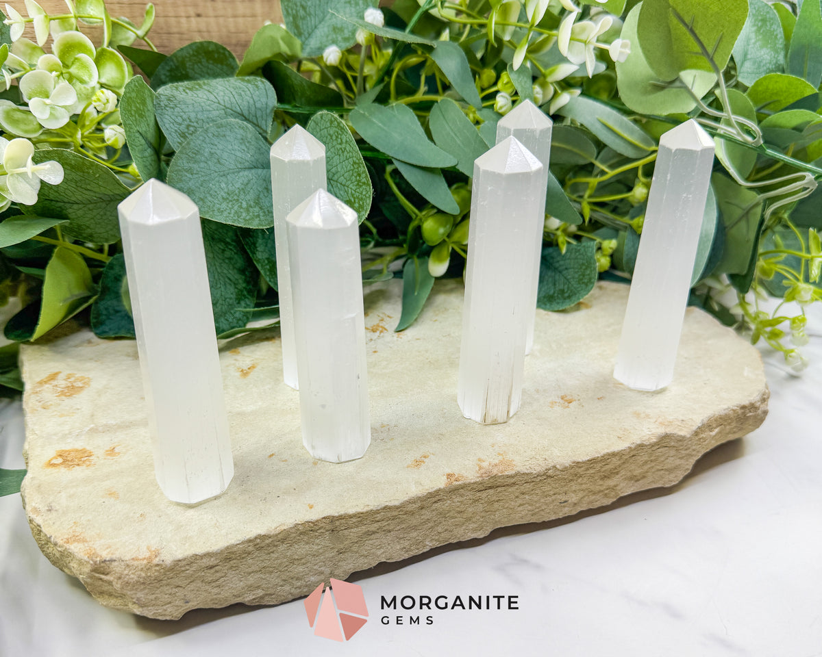 Selenite Tower 4 Inch Crystal Point for Cleansing Energy Clearing Meditation Altar Decor