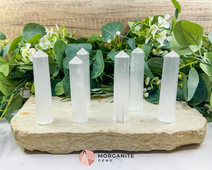 Selenite Tower 4 Inch Crystal Point for Cleansing Energy Clearing Meditation Altar Decor