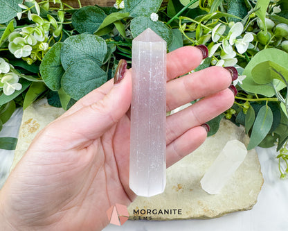 Selenite Tower 4 Inch Crystal Point for Cleansing Energy Clearing Meditation Altar Decor