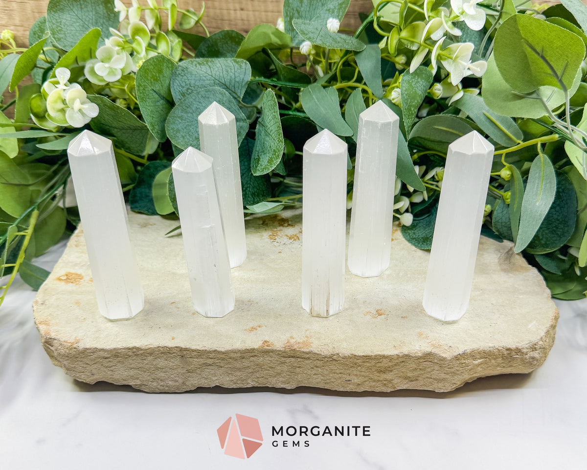 Selenite Tower 4 Inch Crystal Point for Cleansing Energy Clearing Meditation Altar Decor