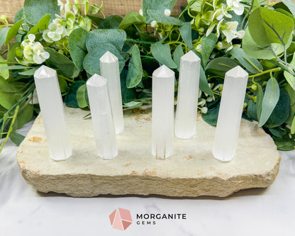 Selenite Tower 4 Inch Crystal Point for Cleansing Energy Clearing Meditation Altar Decor