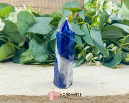 Sodalite Tower Point 3.5 Inch Crystal Obelisk for Throat Chakra Truth Intuition Calm Focus Meditation Altar