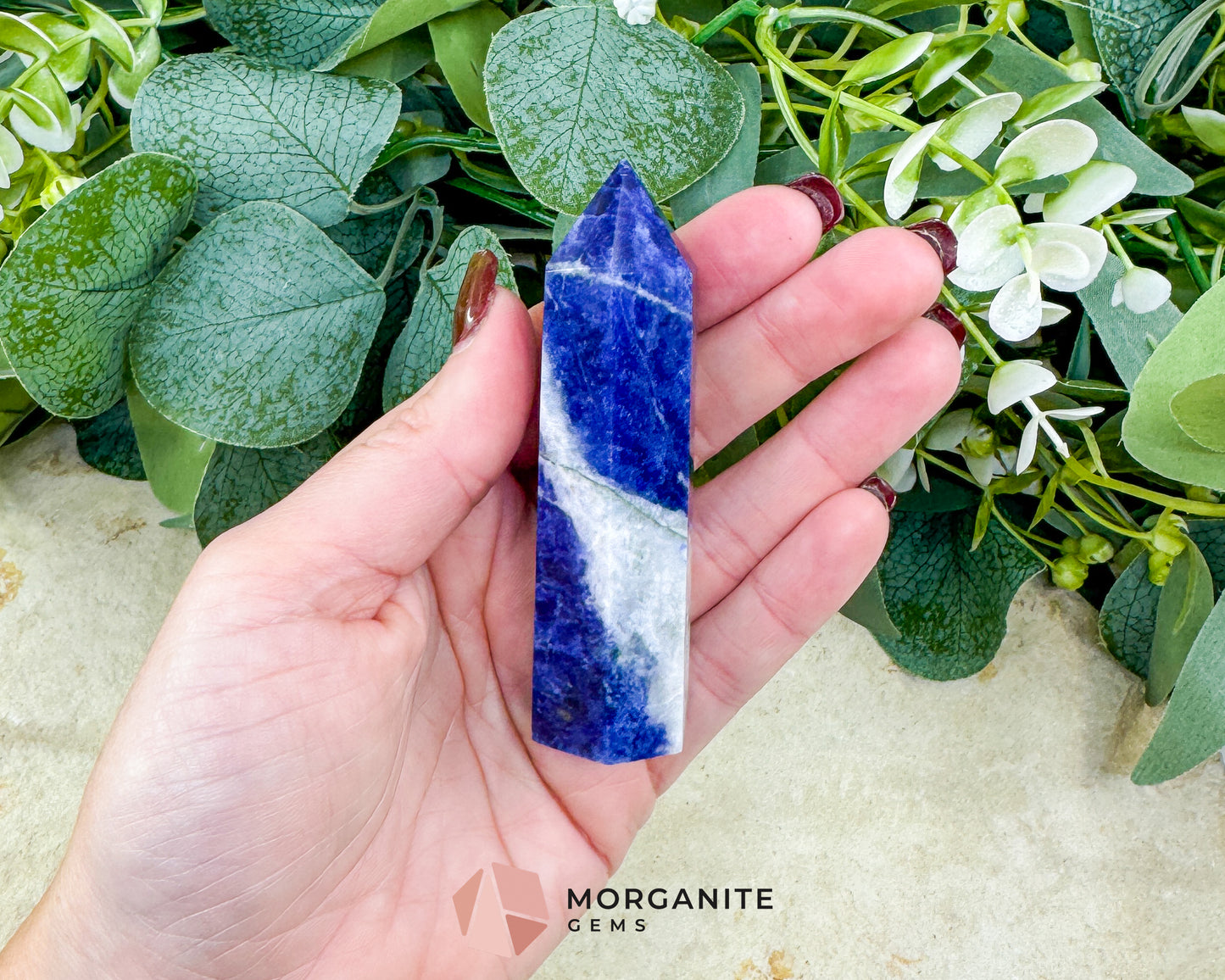 Sodalite Tower Point 3.5 Inch Crystal Obelisk for Throat Chakra Truth Intuition Calm Focus Meditation Altar