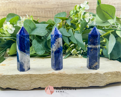 Sodalite Tower Point 3.5 Inch Crystal Obelisk for Throat Chakra Truth Intuition Calm Focus Meditation Altar