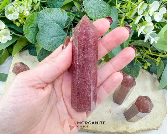 Strawberry Quartz Tower 3-4 Inch Crystal Point for Love Joy Heart Healing Meditation Altar