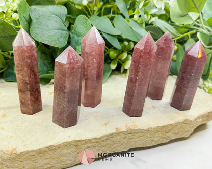 Strawberry Quartz Tower 3-4 Inch Crystal Point for Love Joy Heart Healing Meditation Altar