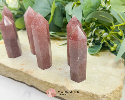 Strawberry Quartz Tower 3-4 Inch Crystal Point for Love Joy Heart Healing Meditation Altar