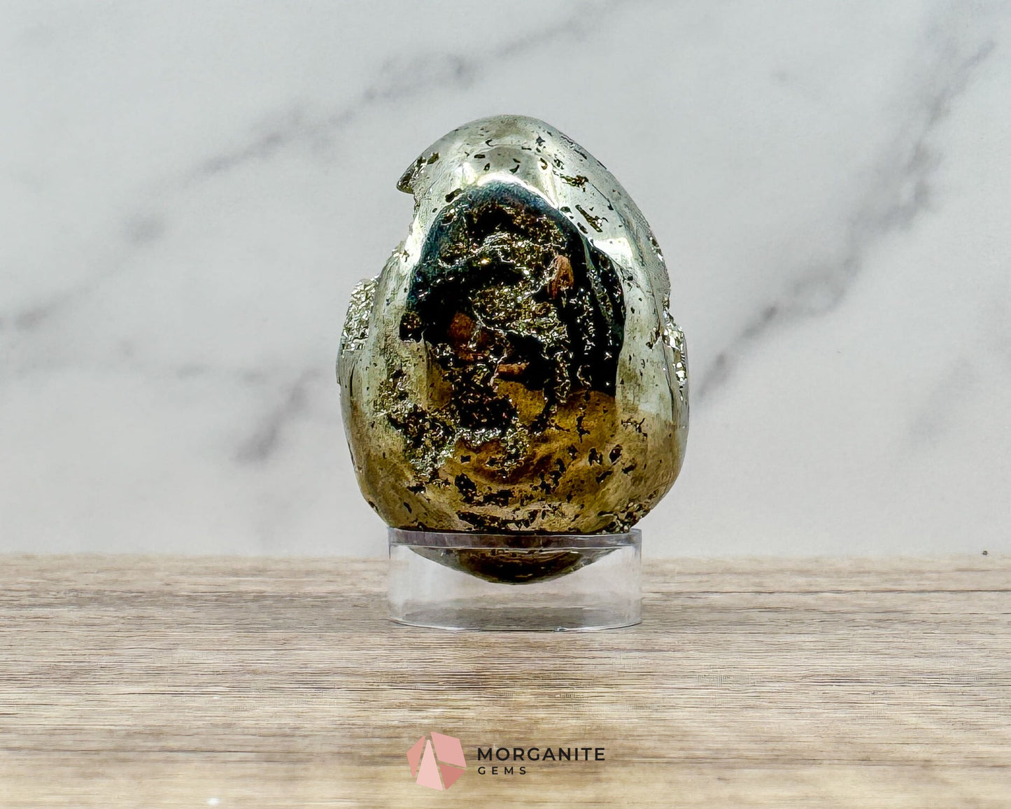 AA Quality Pyrite Egg – Handcrafted 2" Energy Stone for Wealth & Protection-Morganite Gems