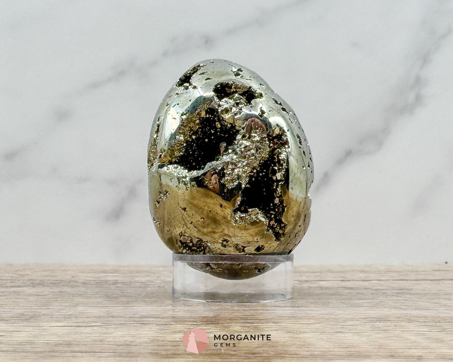 AA Quality Pyrite Egg – Handcrafted 2" Energy Stone for Wealth & Protection-Morganite Gems