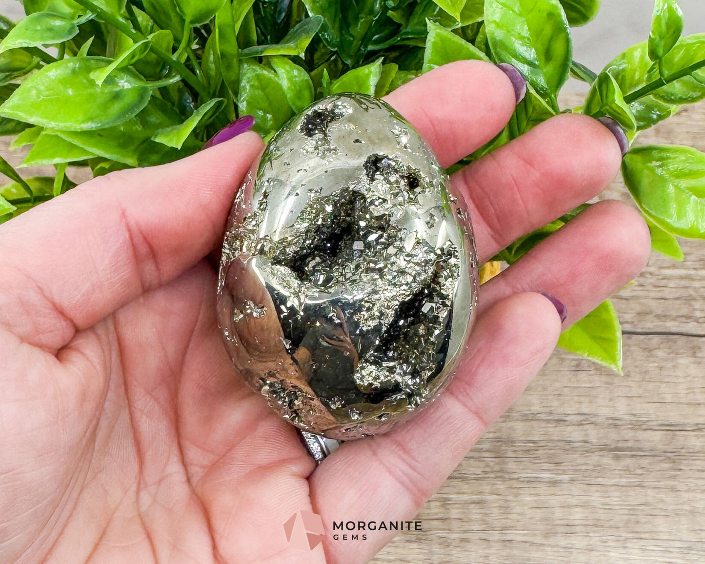 AA Quality Pyrite Egg – Handcrafted 2" Energy Stone for Wealth & Protection-Morganite Gems