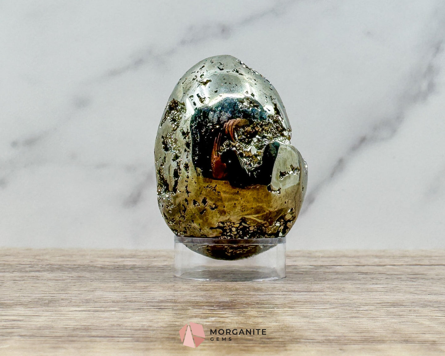 AA Quality Pyrite Egg – Handcrafted 2" Energy Stone for Wealth & Protection-Morganite Gems