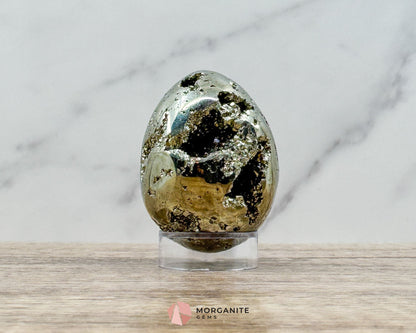 AA Quality Pyrite Egg – Handcrafted 2" Energy Stone for Wealth & Protection-Morganite Gems