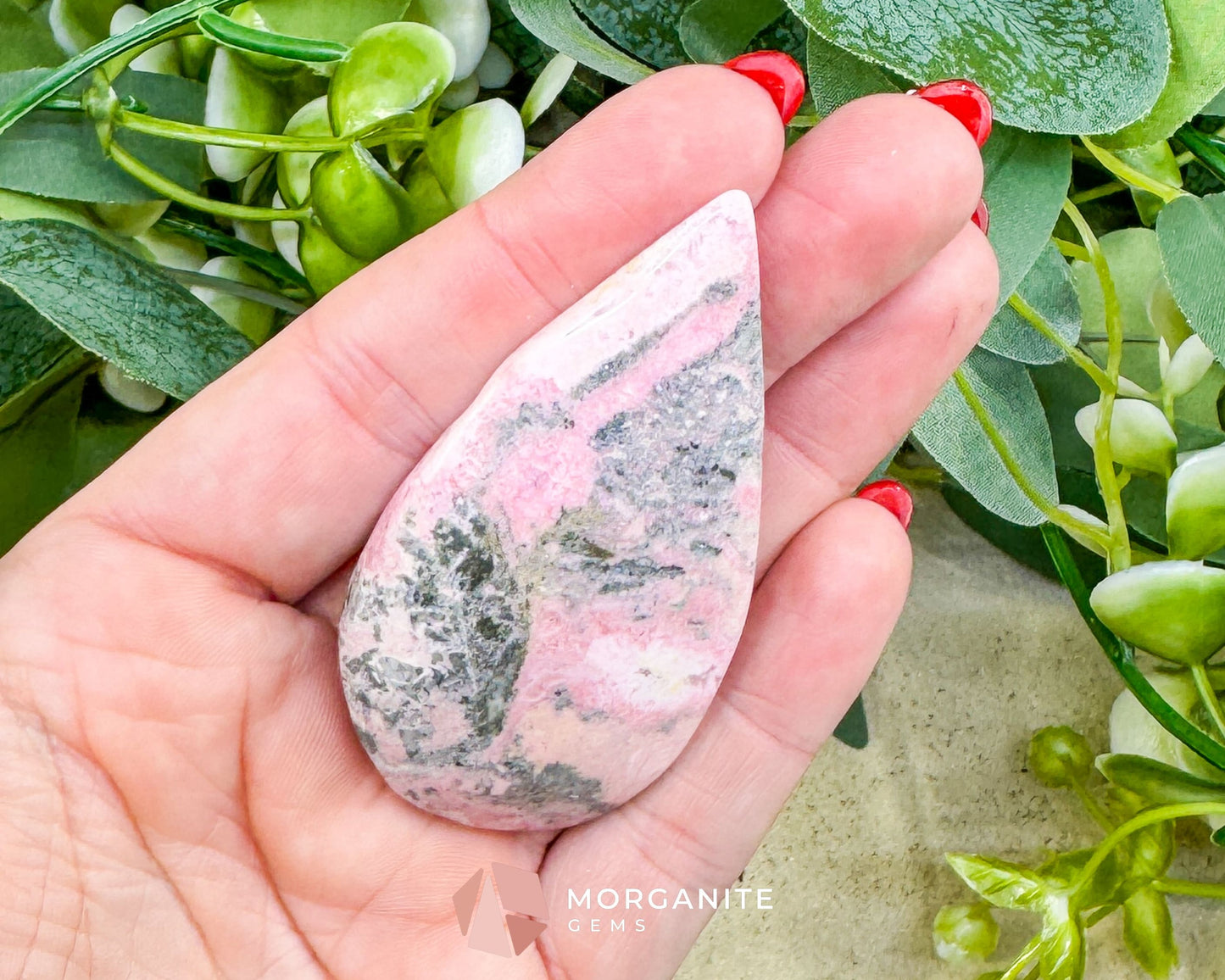 AAA+ Rhodochrosite Pear-Shaped Carving (54g) – ’Stone of the Compassionate Heart’ for Self-Love & Inner Healing