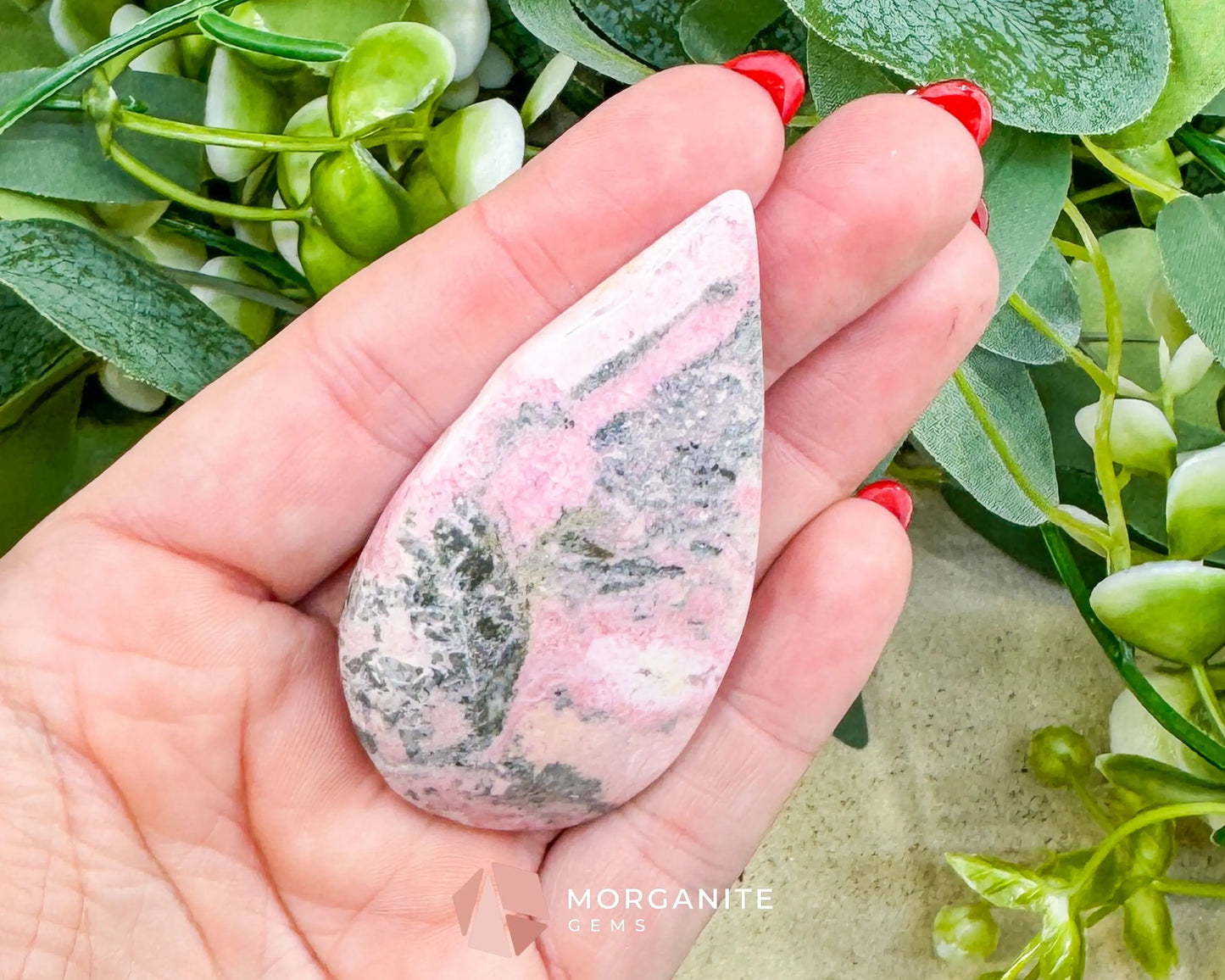 AAA+ Rhodochrosite Pear-Shaped Carving (54g) – ’Stone of the Compassionate Heart’ for Self-Love & Inner Healing