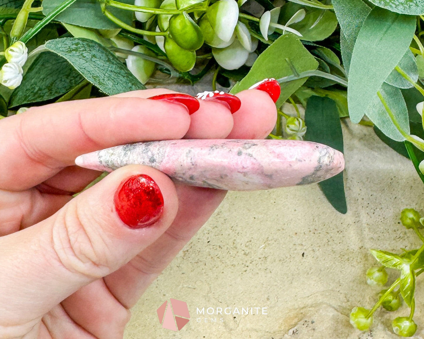 AAA+ Rhodochrosite Pear-Shaped Carving (54g) – ’Stone of the Compassionate Heart’ for Self-Love & Inner Healing