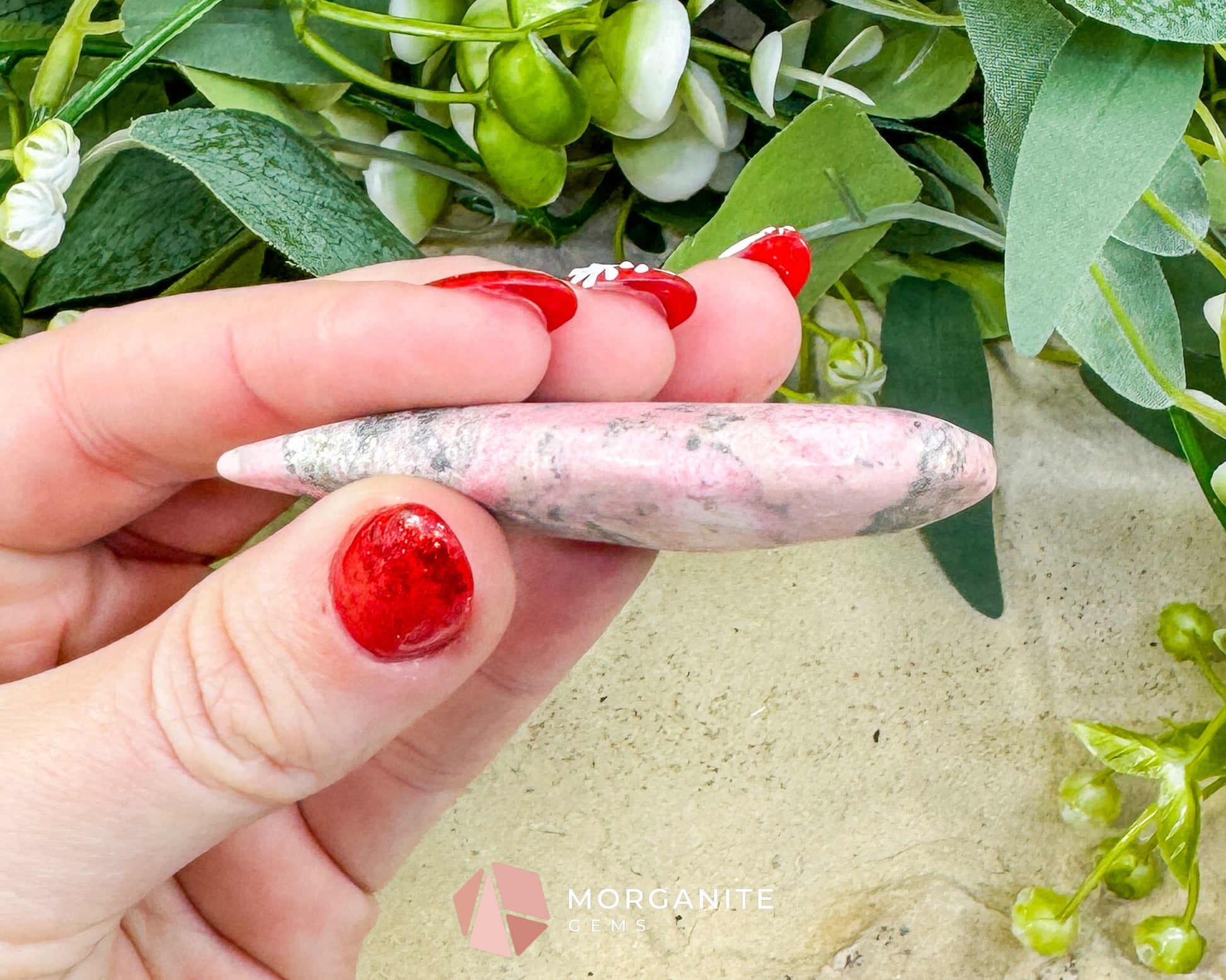AAA+ Rhodochrosite Pear-Shaped Carving (54g) – ’Stone of the Compassionate Heart’ for Self-Love & Inner Healing