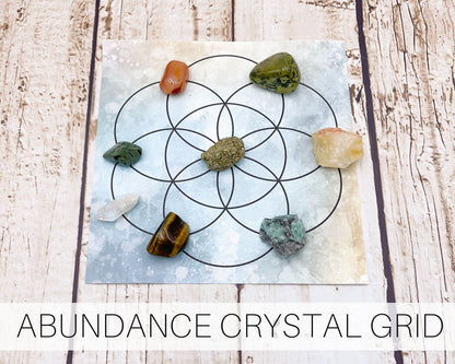 Abundance Crystal Grid Set-Morganite Gems