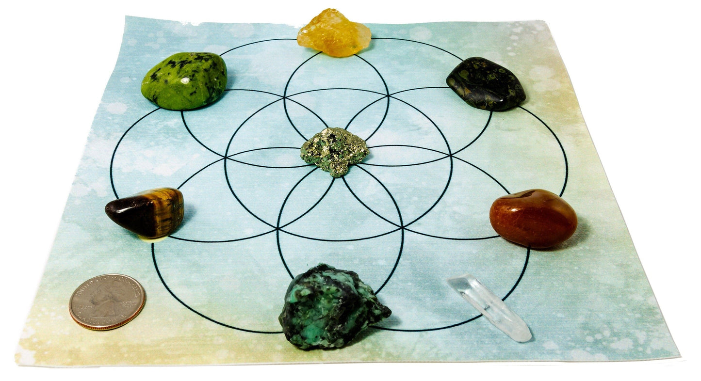 Abundance Crystal Grid Set-Morganite Gems